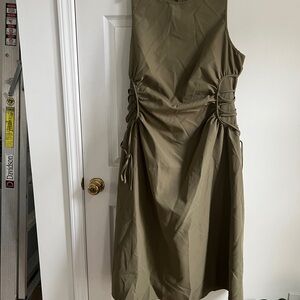 Green Sleeveless Asymmetrical Maxi Dress